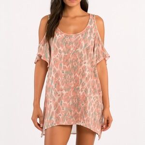 Lovers + Friends | Leopard Print Cold Shoulder Summer Beach Cover Up Size‎ XS